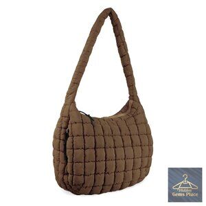 Quilted Puffer Tote Bag Hobo Crossbody Shoulder Bag Lightweight Nylon